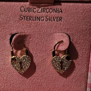 Cubic Zirconia Sterling Silver Heart Earrings